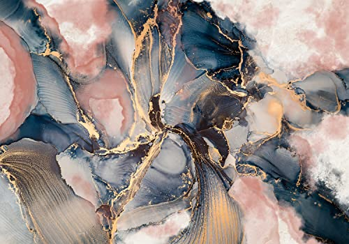 decomonkey Fototapete Abstrakt, 350x256 cm, Rosa Gold Steinwand Abstrakt