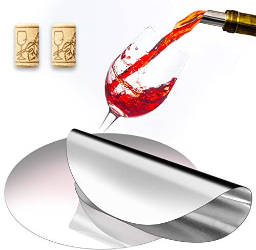 XIANGLONGY 50 Pezzi Salvagoccia Vino＋2 Tappi di Sughero, Versatore Vino in Alluminio, Salvagoccia Bottiglia di Vino per Evitare Che Il Vino Rosso Goccioli Durante Il Versamento.