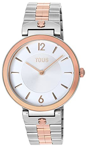 TOUS Reloj Analógico con Brazalete de Acero Rosado para Mujer, Diámetro 36 mm y Esfera de Metal, Funciones: Hora y Minutos, Impermeable a 3 ATM, Colección S-Band