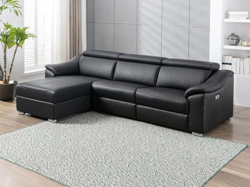 Vente-unique-Divano angolare relax elettrico in Pelle superiore Nera - Angolo a sinistra - PEDRERA