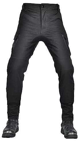GEBIN Motorradhose Herren, Motorrad Jeans, Motorradhose mit Protektoren Knie und Hüftprotektoren, Stretch Slim fit Denim Motorradhose Cargo Motorradjeans Schutzhose Biker Pants (M,Schwarz)