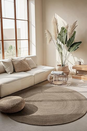 Hanse Home Alfombra Redonda de Yute Rangpur – Alfombra Natural para salón – Tejida a Mano y respetuosa con el Medio Ambiente – Boho Natural Fibra Yute Alfombra para salón, Dormitorio, Comedor,