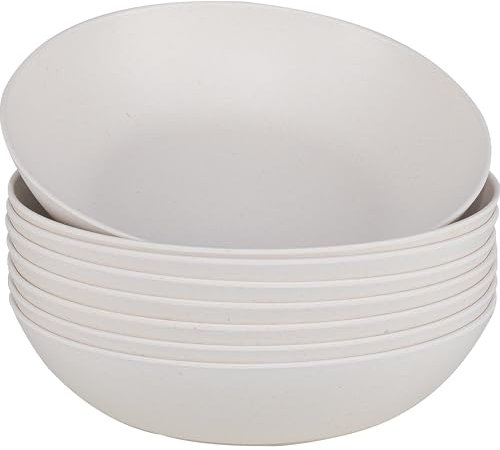 LEHAHA 8 Inch Melamine Serving Bowl, Unbreakable matte Salad Bowl, 100% Melamine White Pasta Bowls/Mixing Bowls, Wide Small Dinner Bowls for Family Kitchen，Dishwasher Safe,White