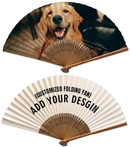 GMDLSK Fächer Hochzeit Handfächer Personalisierte Fotos Fächer Faltbare Hand Fan Chinesischer Deko für Geburttag, Party, Wedding, Fotografie, Wand Dekoration