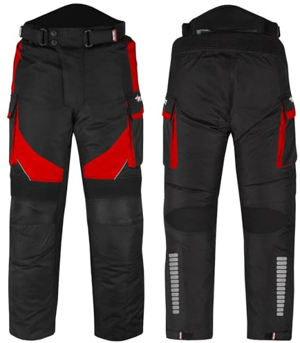 Inflori Motorcycle Trousers for Men & Women CE AA Armoured Waterproof Cordura Touring Cargo Pants Black with Thermal Lining
