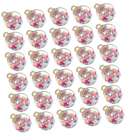 MAGICLULU 60pcs Mini Christmas Tree Star Baubles Diy Jewelry Beads Glitter Ornaments for Diy Handicrafts