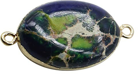PHENOFICE Imperial-jaspis-steinanhänger Plattierter Rand Doppelring Diy-abstandshalter-perlen Charm-zubehör Für Schmuck Halsketten Und Armbänder