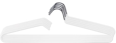 SHIMOYAMA Perchas de ropa, paquete de 5, organizadores de metal para abrigos de cuello corto, colgador antideslizante para proteger el cuello para camisetas, vestidos, chaquetas, ahorro de espacio