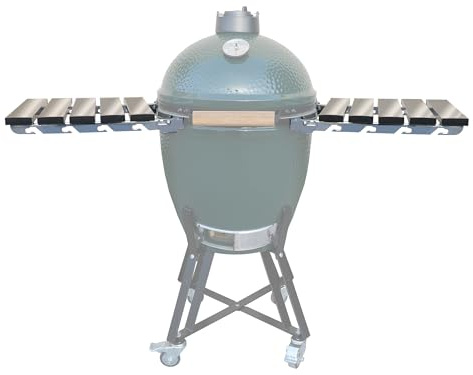 Quantfire Stainless Steel Folding Side Shelves, Pair of 2, Fit for Large Big Green Egg Grill, 50% More Cooking Area Foldable Grill Table Accessories with Hardware
