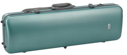 GEWA Violinkoffer FUN Series Polycarbonat 4/4-1/2 Größe Grün/Grau, Innenausstattung schwarz, 2 abnehmbare Rucksackriemen, Zubehörtasche, gepolsterte Schwebelagerung, zusätzlicher Seitengriff