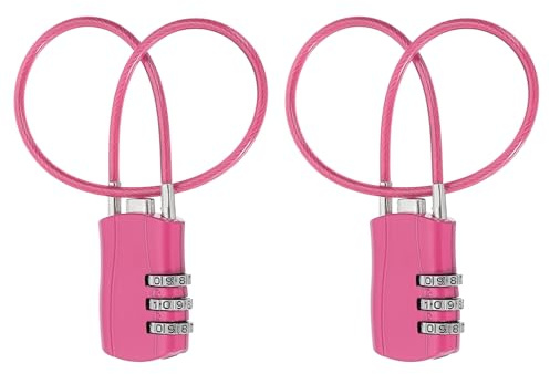 sourcing map 2 lucchetti da viaggio per bagagli, con cavo a 3 cifre, larghezza 30 mm, corpo con cavo lungo 30 cm, per valigie, borse, armadietti, piccole recinzioni, palestra, rosa