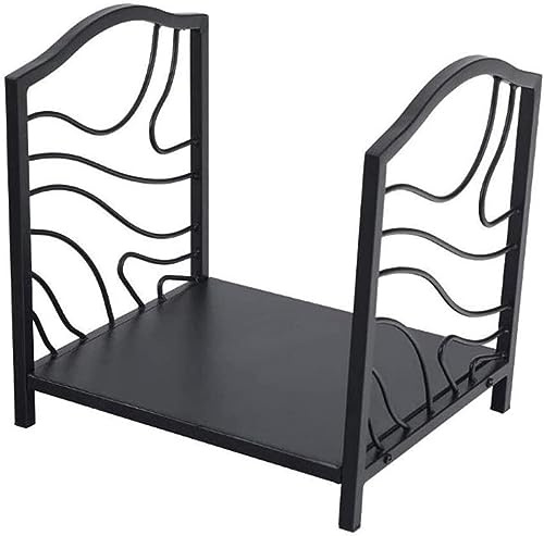 Étagère à bûches robuste pour cheminée d'extérieur – Support en métal pour bois de chauffage pour intérieur et extérieur – Panier de rangement pour bois de chauffage noir – Rangement robuste pour