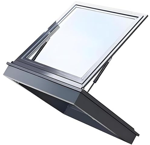 Lucarne d'aération manuelle en aluminium pour grenier et véranda, design multi-angle, verre trempé, 70 x 60 cm, idéal pour l'éclairage de sous-sol et de toit plat