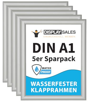 DISPLAY SALES Klapprahmen Outdoor wasserdicht Alu Plakatrahmen wetterfest (5, Silber, A1)