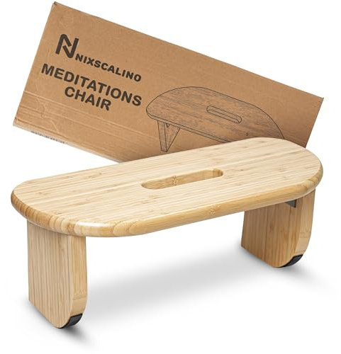 NIXSCALINO Folding Meditation Bench | Bamboo Kneeling Stool with Rocking mechanism - Portable Cross Legged Folding Seiza Chair