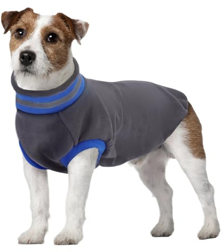 Hundepullover Fleece, Warme Hundejacke Kleine Hunde Hundepullover Winter Hundepulli Winterweste Winteranzug Hundekleidung Winter mit Reflektierende Streifen(Grau, XS)