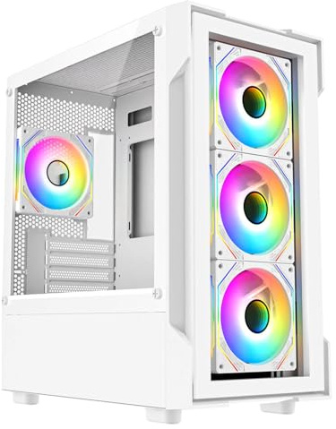 Gaming PC Tower – Intel Core i7, GT710 2GB Graphics, 16GB RAM, 128GB SSD + 1TB HDD, Windows 11 Pro, 1-Year Warranty – Complete Gaming PC Set for Work and Play (Neo White)
