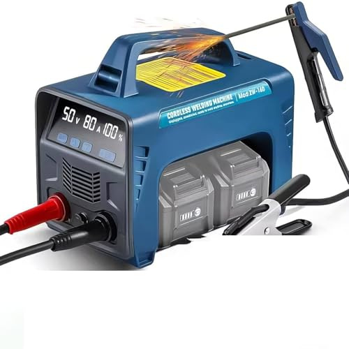 BOOZXCV Soldadora de núcleo de fundente/electrodo alimentada por batería de máquina de soldar inalámbrica, soldadora portátil, con Antiadherente de Fuerza de Arco de Arranque