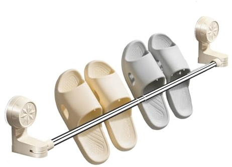 Barra portasciugamani a, asta portaoggetti estensibile e staccabile, resistente supporto per bagno | Gancio girevole regolabile con funzione di aspirazione, porta asciugamani portatile per