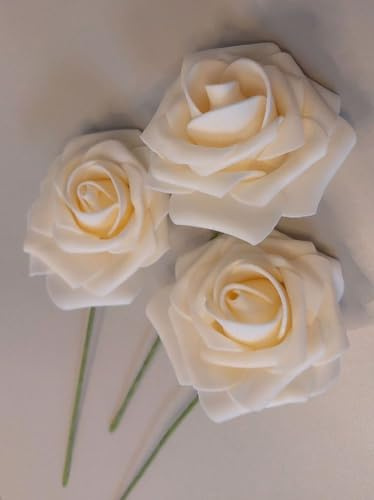 Decpero Schaumrosen I 24 Stück I apricot I Künstliche Rosen Hochzeit Grabdeko