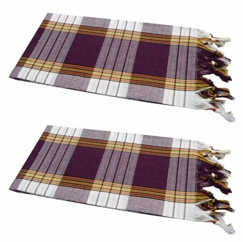 Dufte Momente Hamamtuch Classic 2er-Set – kariert | 80×180 cm | 80% Baumwolle, 20% Polyester | leicht, saugfähig & schnell trocknend | Saunatuch & Strandtuch im Doppelpack (Lila)