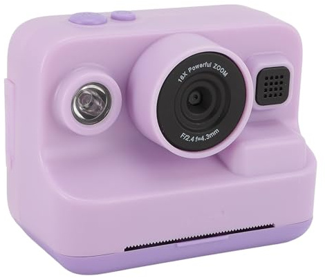 Tbest Cámara Digital 1080P Impresión Instantánea Vídeo de 12 MP Pantalla de 2,4 Pulgadas 3 Papeles de Impresión Reproductor de MP3 5 Modos de Juego Batería de 2000 MAh Viaje Portátil (Morado)