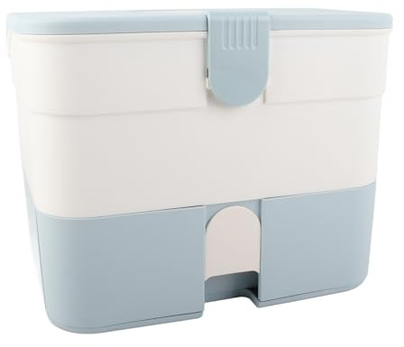 Pssopp Scatola Porta Smalti, Organizer per Trucco in Plastica a Doppio Strato con Coperchio, Versatile Contenitore per Cosmetici per Nail Art e Prodotti di Bellezza (BLUE)