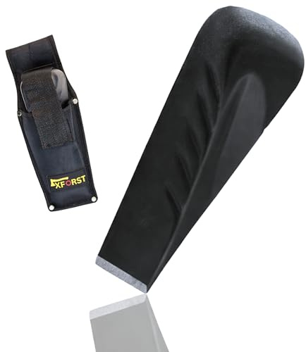 Xforst Coin à Fendre Hélicoïdal Coin Éclateur Bois en Acier Forgé Plein 2,25 kg / 21 cm – Bois de Chauffage, Bois Dur et Travaux Forestiers – Étui Ceinture Oxford Inclus – SK5B