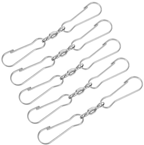 Angoily 5pcs Stainless Steel Small Rotatable Wind Chime Hooks 360° Outdoor Swivel Hanging Hooks for Garden Decor and Seasonal Ornament Display