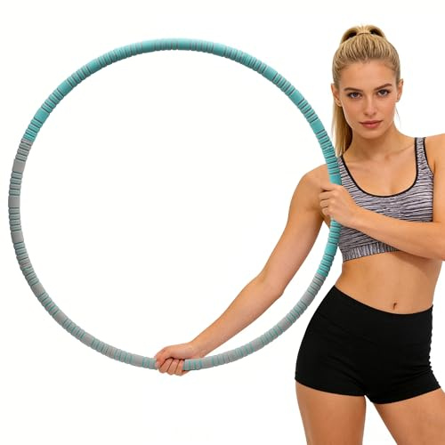 Hula Hoop Reifen Erwachsene und Kinder zum Abnehmen, 8 Teile abnehmbar, Gewicht können angepasst Werden - 1,1kg, 94cm Durchmesser, Anfänger & Fortgeschritten, Fitnessreifen mit Schaumstoff (Grün)