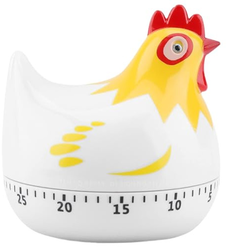 Lawnrden Egg Timer|Kitchen Timer, 2.5x2.6 Chicken Shaped Egg with Loud Alarm, 60 Minute ABS Plastic Kitchen Timers for Cooking, Boiling Eggs