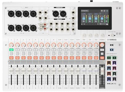 YAMAHA MGX16 Digital Audio Mixer with Touch LCD, Bluetooth, White | Versatile Mixer with Dual USB, microSD Recording and Expanded I/O Connectivity