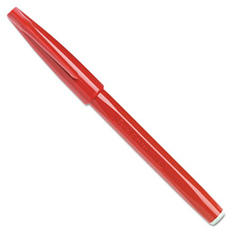 Pentel S520-B Sign Pen Faserschreiber, 0,8 mm Strichstärke, rot, 12er Pack