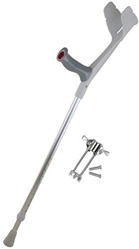 1x REBOTEC SOFT-GRIP Gehhilfe made in Germany Unterarm-Gehstütze Krücke mit Eiskralle (Farbe: grau)