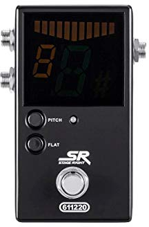 Monoprice Chromatisches Pedal-Tuner – Schwarz, Normale & True-Bypass-Ausgänge, einfaches Stimmen von Bass und Gitarren – Stage Right Series