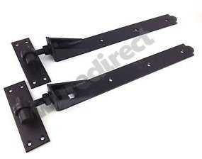 Wyre Direct Heavy Duty Hinges for Wooden Gates - Adjustable Hook & Band - 450mm 18 Black 1 Pair