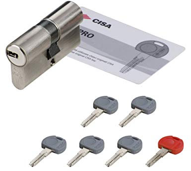 CISA 10E30019012SD, Cilindro Europeo Asix, Ottone Nichelato, 35/45 mm, con Chiave di Cantiere