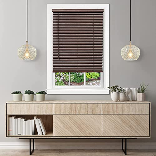 PowerSellerUSA Achim Home Furnishing Cordless GII Luna 2 Slat Mahogany Venetian Window Blinds 29 W x 64 L
