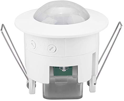 Garosa 360 Degree Infrared Motion Sensor, Recessed Ceiling PIR Detector, 110-240V AC, 7.6 x 7.9cm, Automatic Light Switch for Home Security