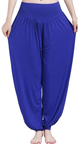 MESHIKAIER Pantaloni da donna in modale, pantaloni da yoga, pantaloni Harem, pantaloni a sbuffo, per sport, jogging, danza, elastici ed estensibili, Blu Royal, M