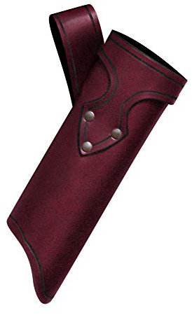 Andracor - Handgefertigter klassischer Schwerthalter - Waffen-Halter aus echtem Leder - Zubehör Accessoire für LARP, Mittelalter, Fantasy & Cosplay - Farbe: rot - Variante: rechts