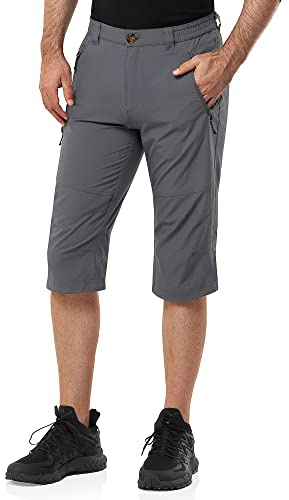 33 000 fot herr 3/4 byxor cargoshorts korta vandringsbyxor stretch lätta cykelbyxor sommar capri-trefjärdedelar byxor utomhus shorts UPF 50 med många fickor för vandring löpning cykling