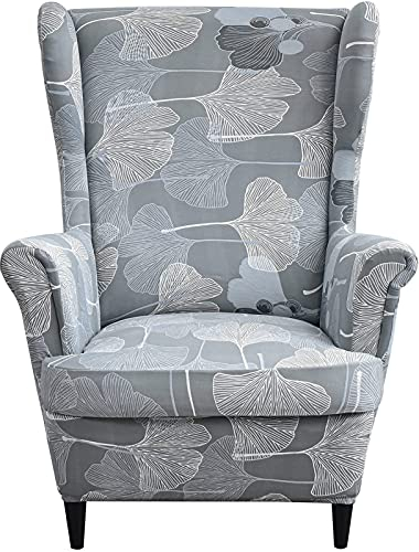 YCDZSW 2 Stück-Ohrensessel Überzug Bezug, Sesselhusse mit Kissenbezug, Gute Qualität Jacquard Sofa-Schonbezug, Elastisch Stretch Sesselbezug (Stil # 02)