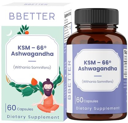 BBETTER Ashwagandha KSM-66® Capsules 500mg | Lab Tested Herbal Supplement for Stress Relief |Pure Organic Ashwagandha Powder | Supports Mental & Physical Well-Being Mood Enhancer | 60 Veg Capsules