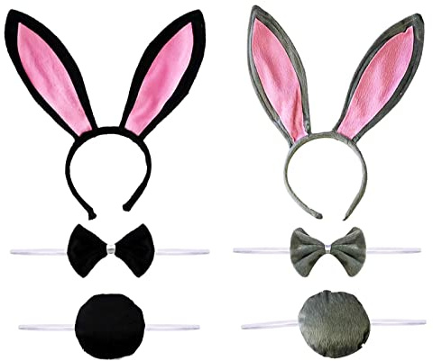 Floatdream 2 Piezas Orejas de Conejo, Diadema de Orejas de Conejo, Diadema de Conejito, para Fiestas, Juegos de Rol, Regalos de Cumpleaños, Navidad y Otros Eventos (2 Colores)
