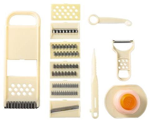 QHLOM Cheese Shredders Cheese Grater 6 In 1 With Protective Cover Multi-purpose Grater Home Cooking Tools Food Grater For Fruit Vegetable Grinder (Color : White)