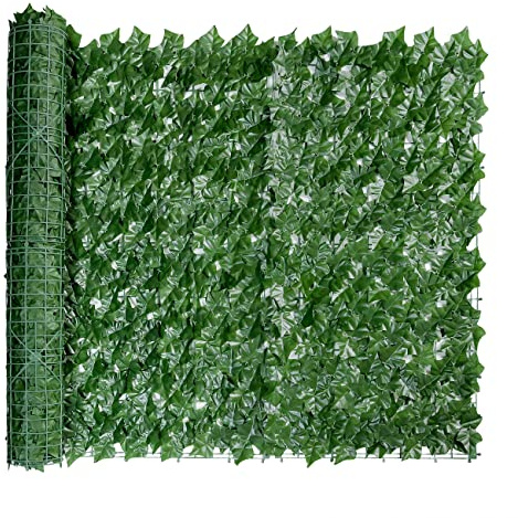 Bybeton Edera artificiale per recinzione, 101,6 x 406,4 cm, anti-UV, foglie finte rampicanti – patio balcone privacy, giardino, cortile verde decorazione da parete