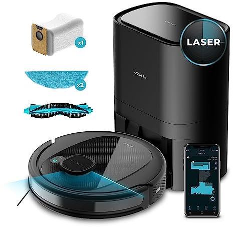 Cecotec Robot Aspirador Conga 7490 Eternal Home X-Treme. Tecnología láser, 4en1, Room Plan, Base-SmartClean, 3000 Pa, Fregado, 110 Minutos, Bolsa 2 L, 8 Modos.