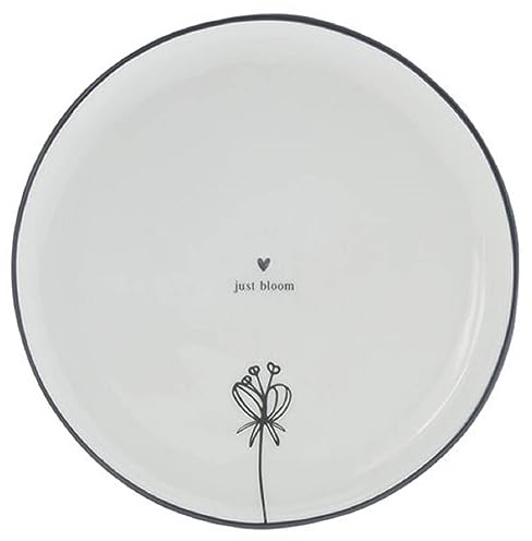 Bastion Collections Dessertteller just bloom Keramik weiß schwarz D19cm Keramikgeschirr Kuchenteller Küche gedeckter Tisch BC Dessert Plate
