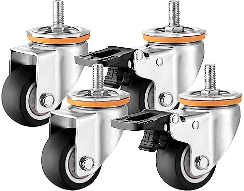 ESOYAWE Ruedas Giratorias De Vástago Roscado M10 M12 Juego De 4, 63 75 100 125 Mm Tranquila Y Fácil De Deslizar Ruedas De Goma TPR, Ruedas De Repuesto para Muebles, Aparato, Carro Y Equipo Ruedas